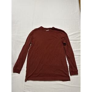 Duluth Trading Co Mens Longtail Long-Sleeve T-Shirt Red Dark Cocoa Large Slim